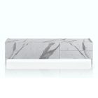 TV Stand Covered in Melamine Marble Finish Made in Italy - Zinc Viadurini