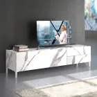 TV Stand Covered in Melamine Marble Finish Made in Italy - Zinc Viadurini