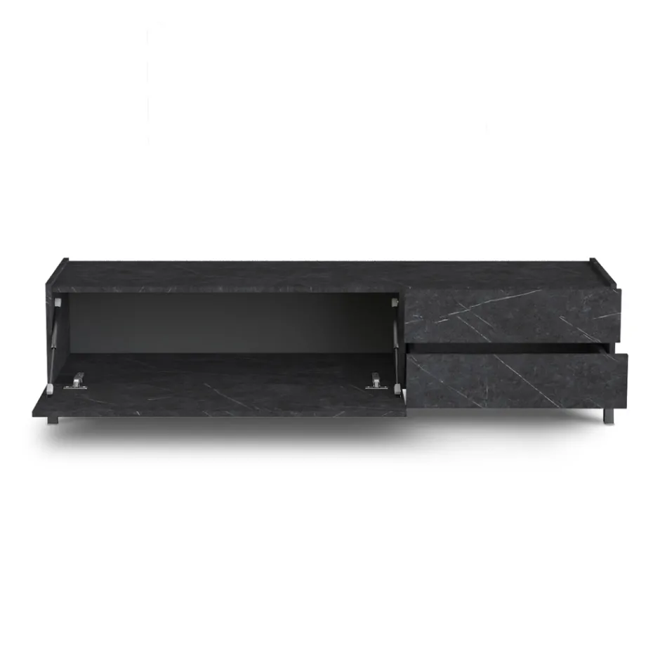 TV Stand Covered in Melamine Marble Finish Made in Italy - Zinc Viadurini