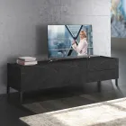 TV Stand Covered in Melamine Marble Finish Made in Italy - Zinc Viadurini