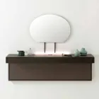 Suspended TV Stand with Satin Crystal Top Made in Italy - Americio Viadurini