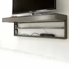 Suspended TV Stand with Satin Crystal Top Made in Italy - Americio Viadurini
