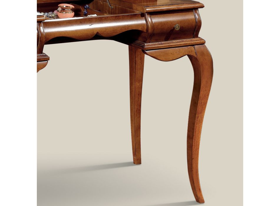 Classic Makeup Dressing Table in Walnut Wood Made in Italy - Hastings Viadurini