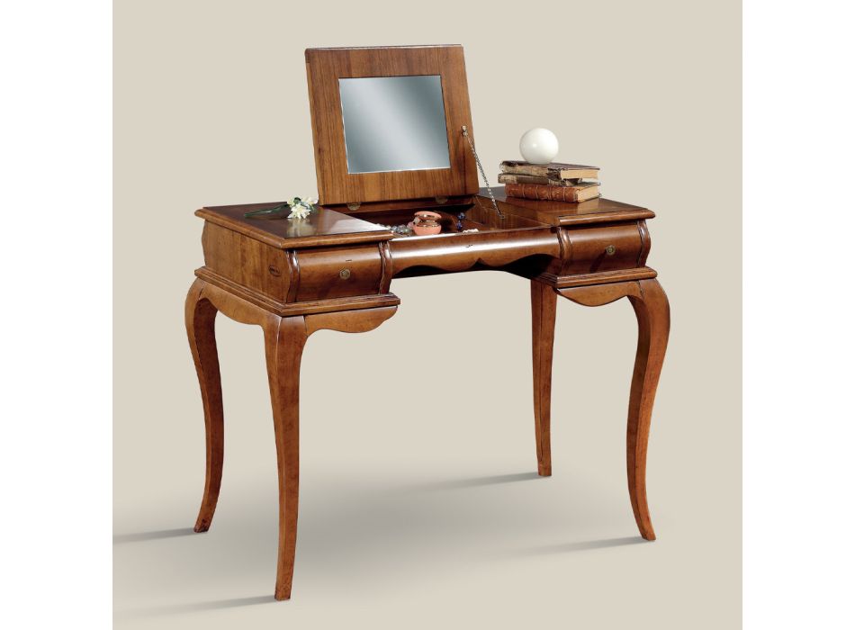 Classic Makeup Dressing Table in Walnut Wood Made in Italy - Hastings Viadurini