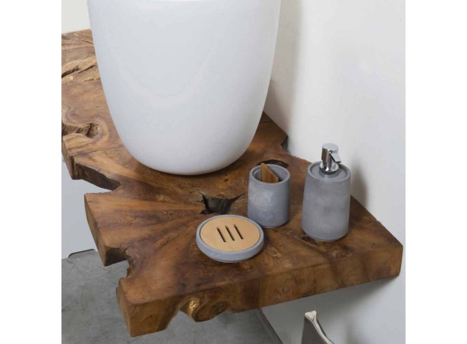 Suspended Bathroom Top Cabinet in Solid Teak Wood - Forest Viadurini