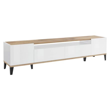 Tv cabinet in melamine with 2 central drawers Made in Italy - Florentino Viadurini
