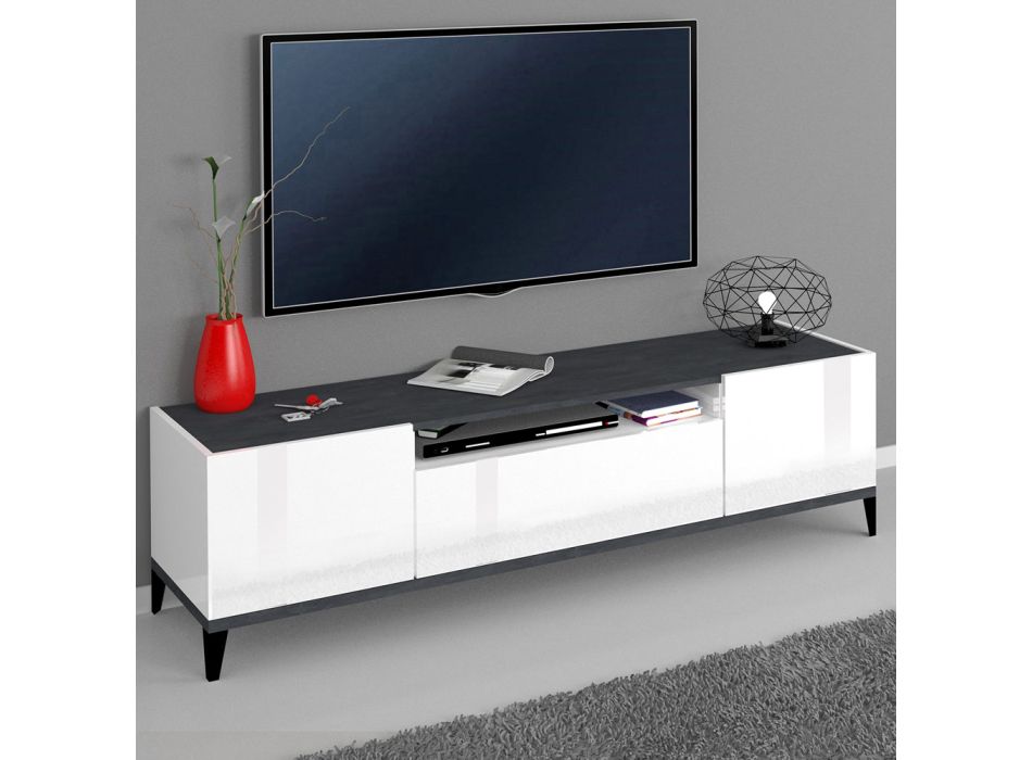 Mobile TV in Melamine 2 Rooms and 1 Drawer Made in Italy - Florentino Viadurini