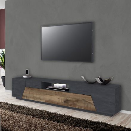 Melamine TV Cabinet with Drawer and External Compartment Made in Italy - Marciano Viadurini