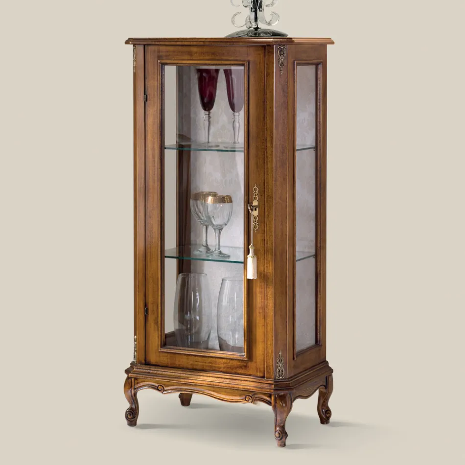 Living Room Display Cabinet in Bassano Walnut Wood Made in Italy - Ronald Viadurini