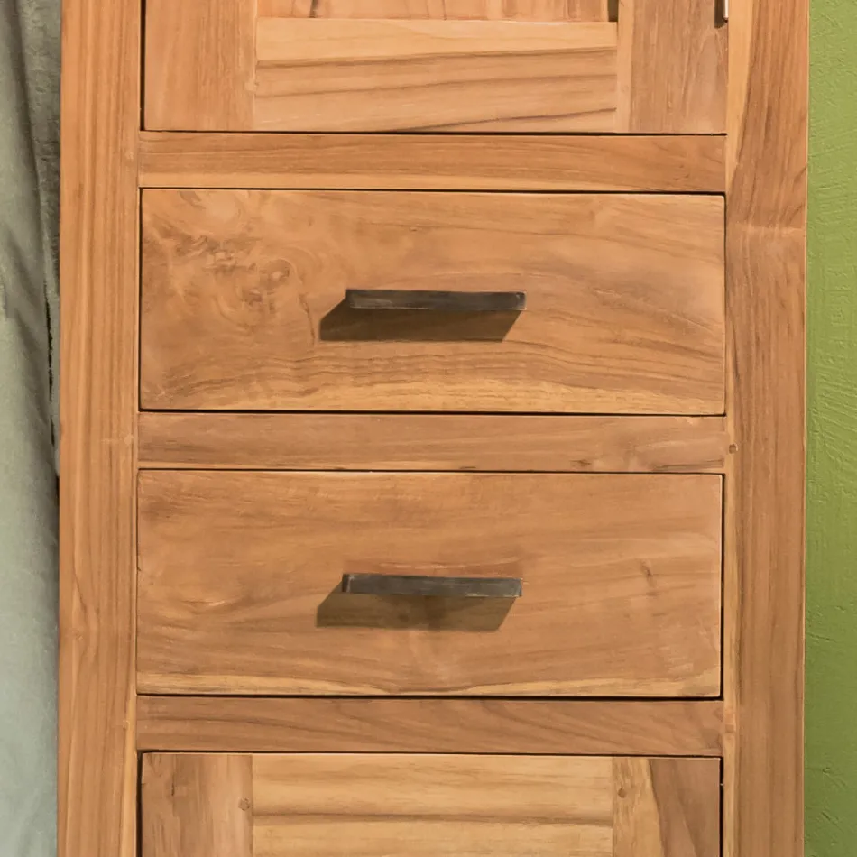 Solid Teak Bathroom Cabinet with 2 Doors and 2 Drawers - Posillipo Viadurini