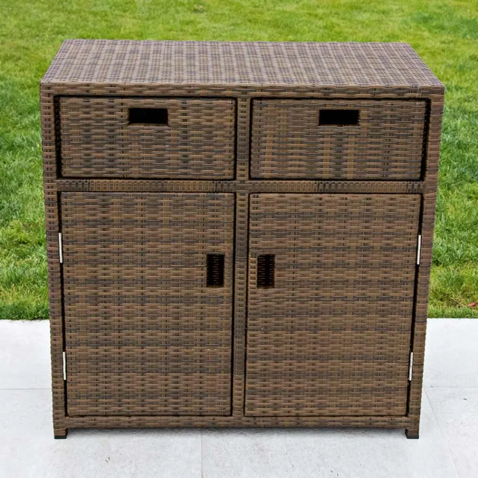 Garden Cabinet in Hand Woven Polyrattan - Zoltan Viadurini