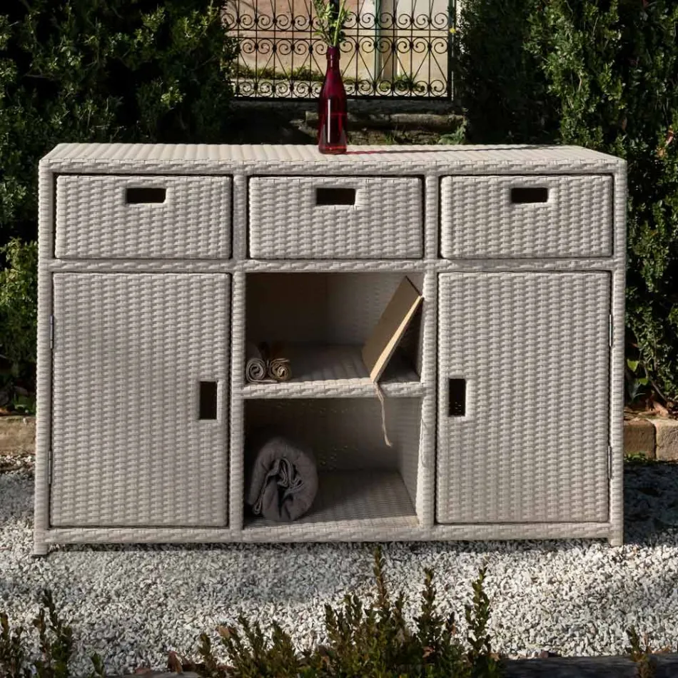 Garden Cabinet in Hand Woven Polyrattan - Zoltan Viadurini