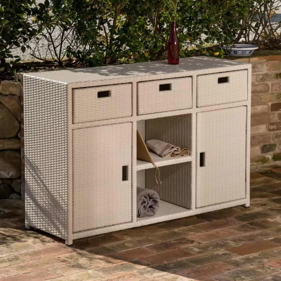 Garden Cabinet in Hand Woven Polyrattan - Zoltan Viadurini