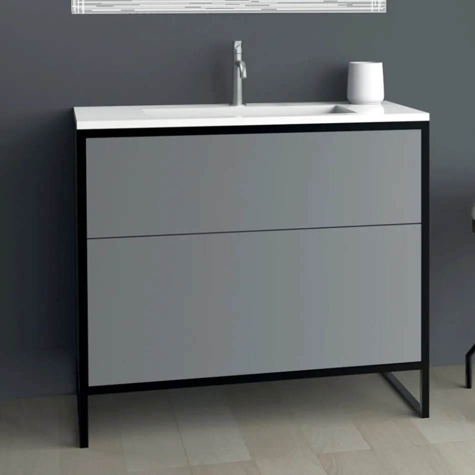 Luxury Design Bathroom Furniture in Wood 90 cm Made in Italy - Cizco Viadurini