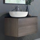 Suspended Bathroom Furniture in Wood, Metal and Ceramic W96 cm, Precious - Renga Viadurini