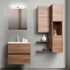 Suspended Design Bathroom Furniture in Melamine Walnut - Becky Viadurini