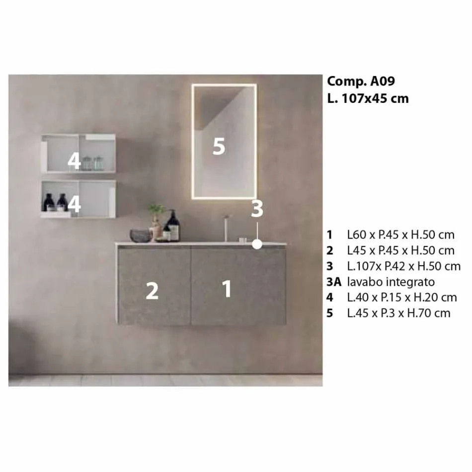 Suspended Design Furniture, Modern Bathroom Composition - Callisi9 Viadurini