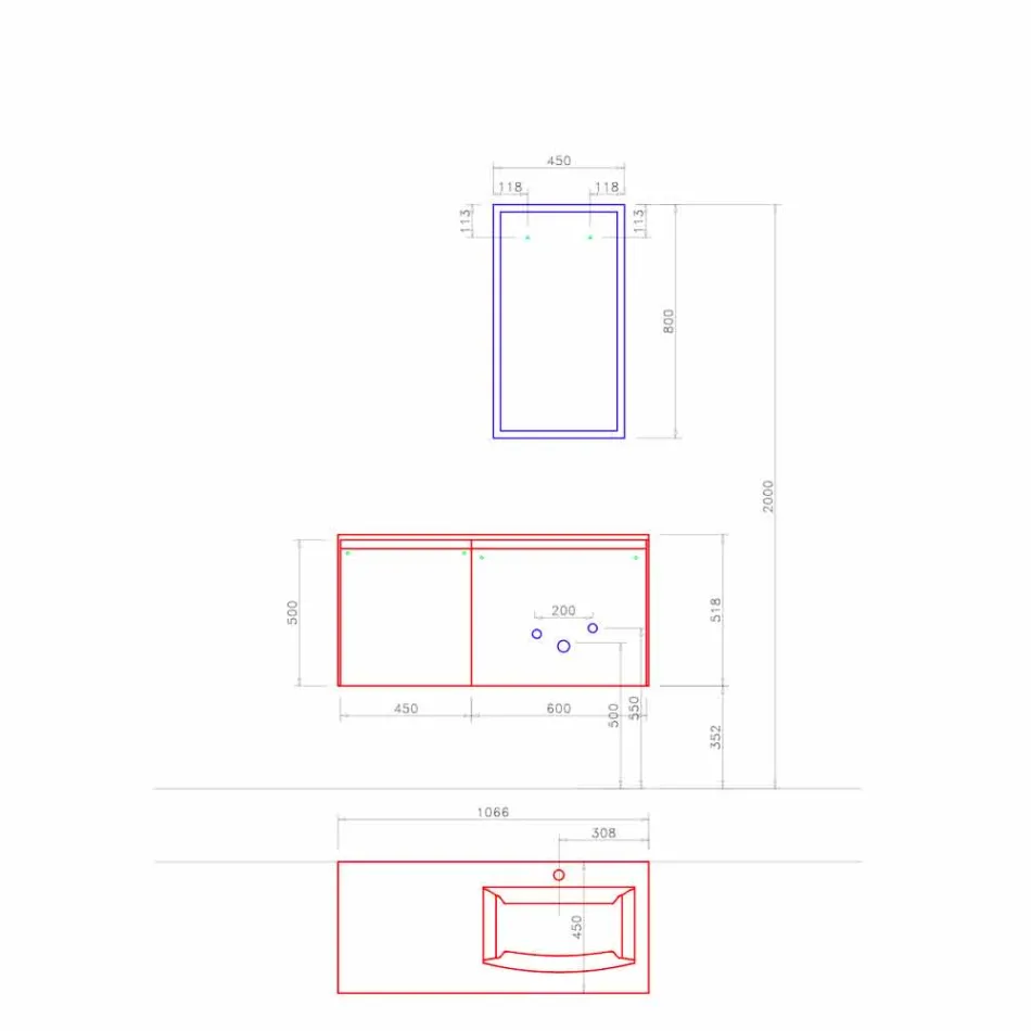 Suspended Design Furniture, Modern Bathroom Composition - Callisi9 Viadurini