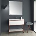Ground Bathroom Furniture in Copper Metal and White Mdf Made in Italy - Cizco