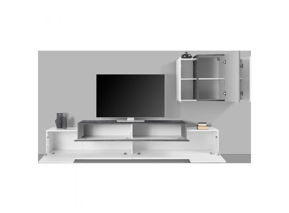 Living Room Furniture Tv Stand and Wall Unit Glossy White Wood 3 Finishes - Therese Viadurini