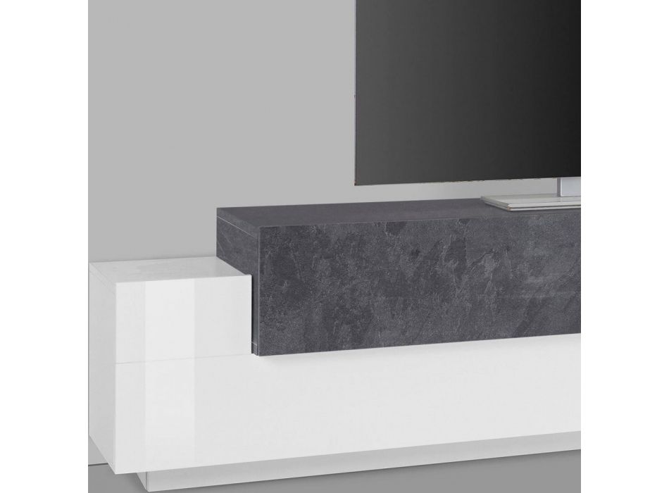 Living Room Furniture Tv Stand and Led in Glossy White Wood 3 Finishes - Therese Viadurini