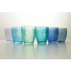 Modern Blue Colored Glasses 6 Pieces Water Service - Mazara Viadurini