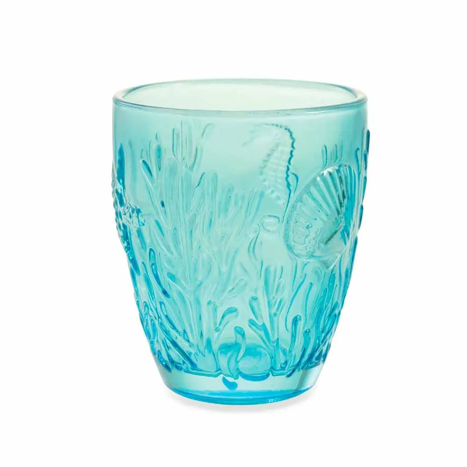 Modern Blue Colored Glasses 6 Pieces Water Service - Mazara Viadurini