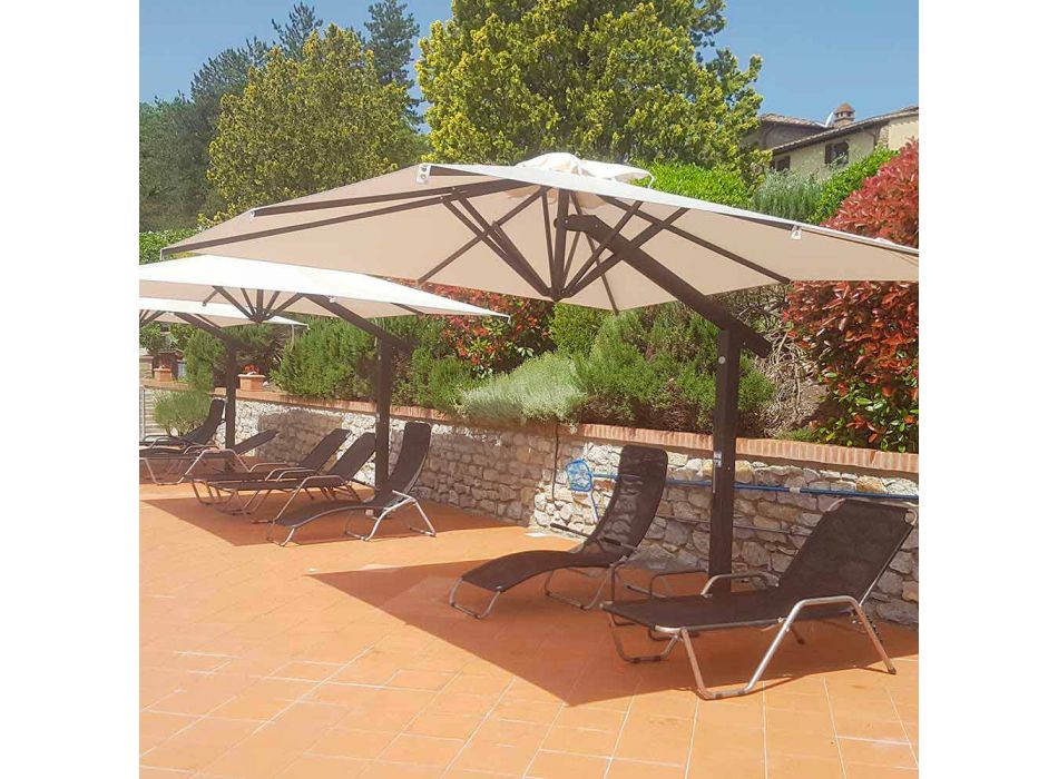 Garden Arm Umbrella in White or Anthracite Aluminum 300x400 cm - Lapillo Viadurini