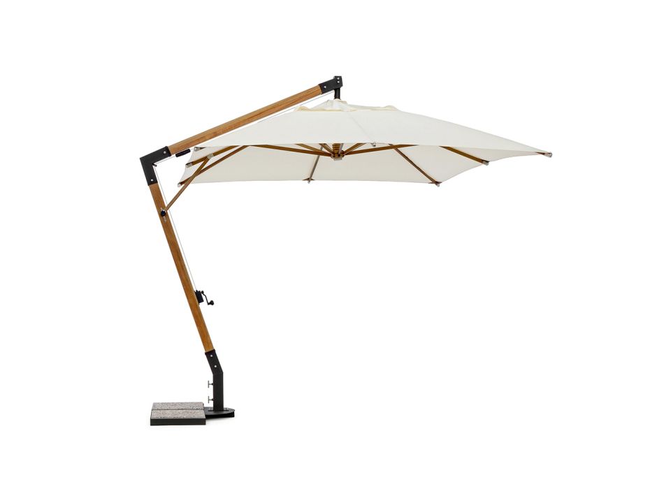 Outdoor Umbrella in Wood and Ecru Polyester 3x4, Homemotion - Passmore Viadurini