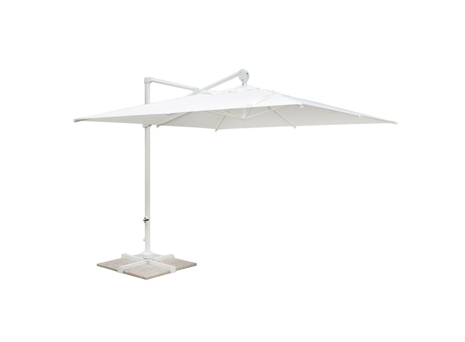 Outdoor Umbrella in Polyester with White Aluminum Structure - Zinica Viadurini