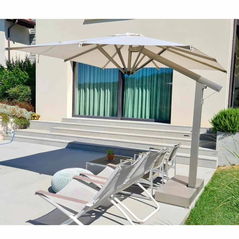 Garden Umbrella in White or Anthracite Aluminum 300x300 cm - Lapillo Viadurini