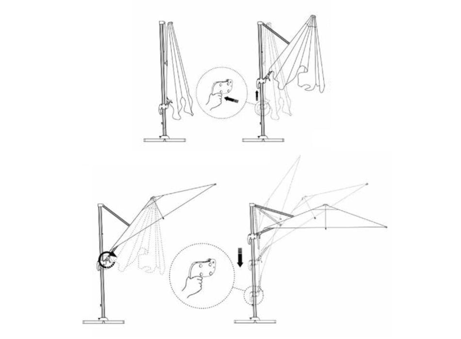 Aluminum Umbrella, 360° Swivel with Crank Opening - Paper Viadurini