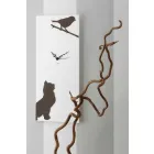 White Wall Clock with Wooden Animal Decorations Modern Design - Suspense Viadurini