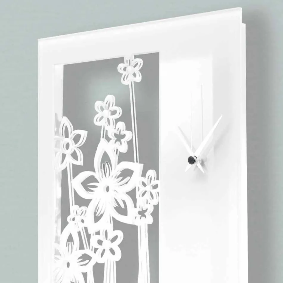 Modern Rectangular Design Wall Clock in White Plexiglass - Elara Viadurini