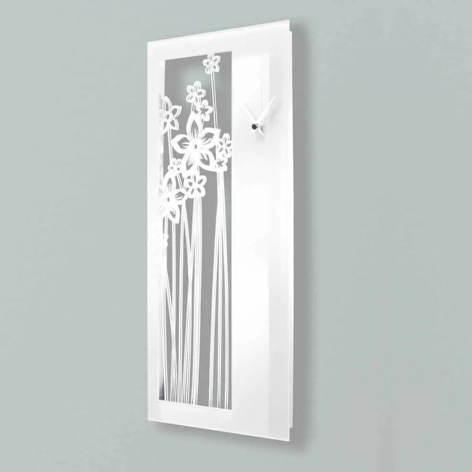 Modern Rectangular Design Wall Clock in White Plexiglass - Elara Viadurini