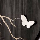 Round Design Wall Clock in Laser Engraved Wood and 3D Butterflies - Farfo Viadurini