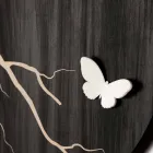 Round Design Wall Clock in Laser Engraved Wood and 3D Butterflies - Farfo Viadurini