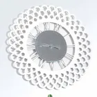 Wall Clock in White Wood with Large and Modern Floral Design - Gerbera Viadurini