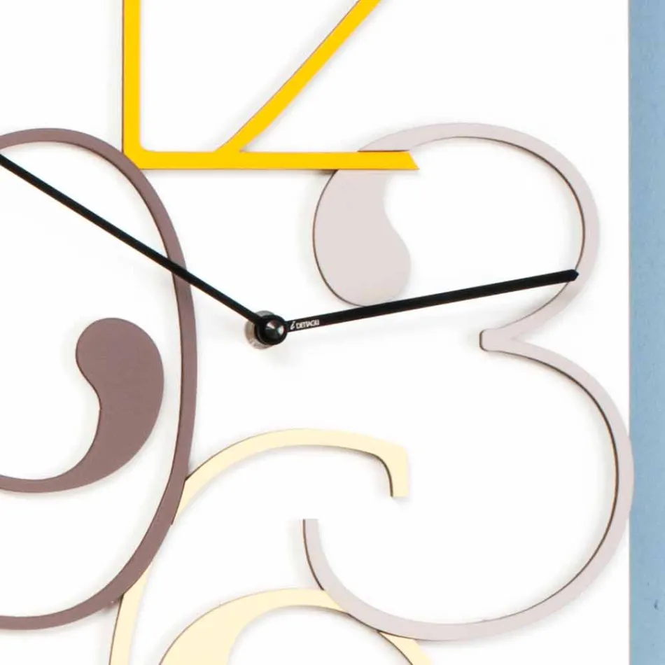 Wall Clock Colored Wood and White Modern Rectangular Design - Mathematics Viadurini