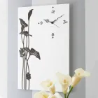 Modern Rectangular Wall Clock in Decorated White Wood - Crocus Viadurini