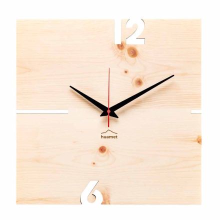 Square Wall Clock in Oak, Pine or Walnut Made in Italy - Bethel Viadurini