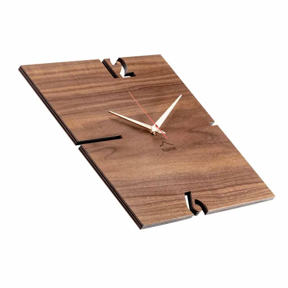 Square Wall Clock in Oak, Pine or Walnut Made in Italy - Bethel Viadurini