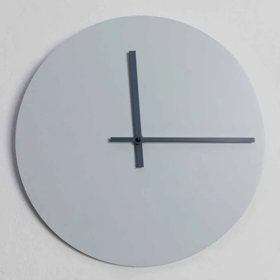 Round Wall Clock of Modern Design Gray and Blue Made in Italy - Umbriel Viadurini