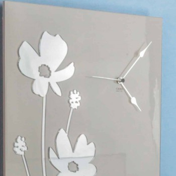 Brown Design Wall Clock in Wood and Rectangular Plexiglass - Silene