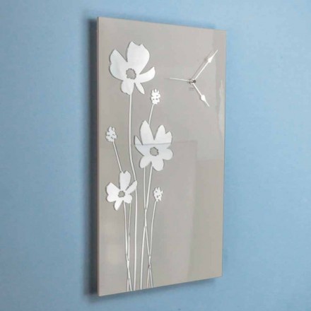 Brown Design Wall Clock in Wood and Rectangular Plexiglass - Silene Viadurini