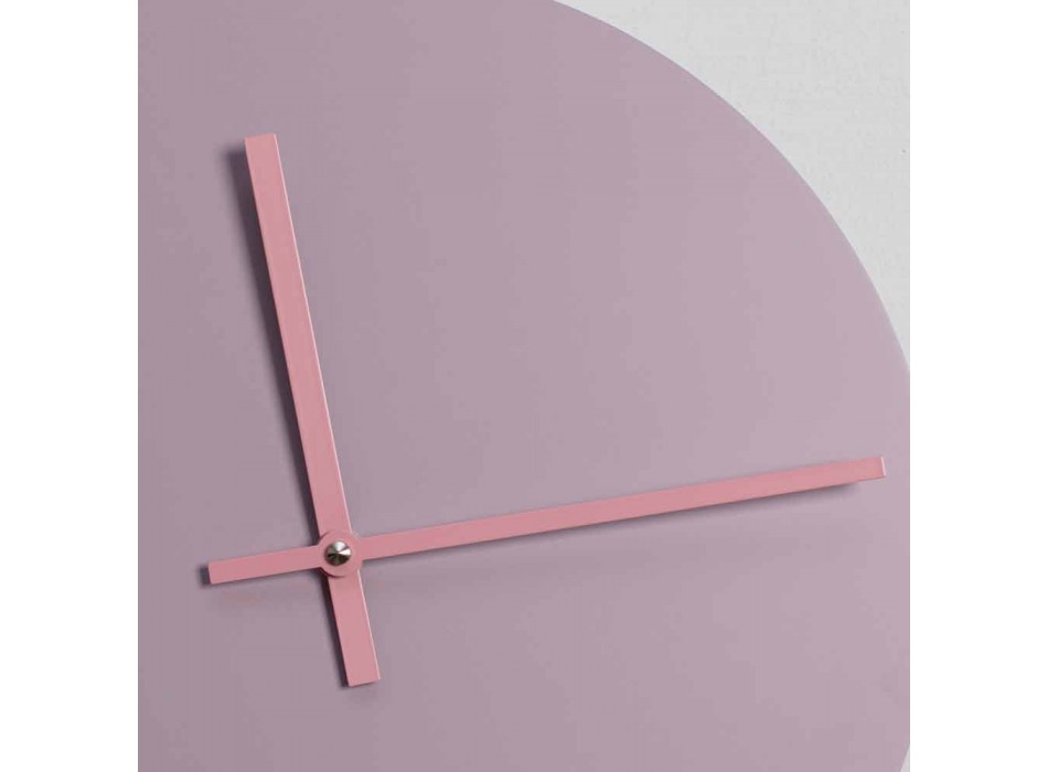 Modern and Round Pink Design Wall Clock in Wood Made in Italy - Imalia Viadurini