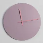 Modern and Round Pink Design Wall Clock in Wood Made in Italy - Imalia Viadurini