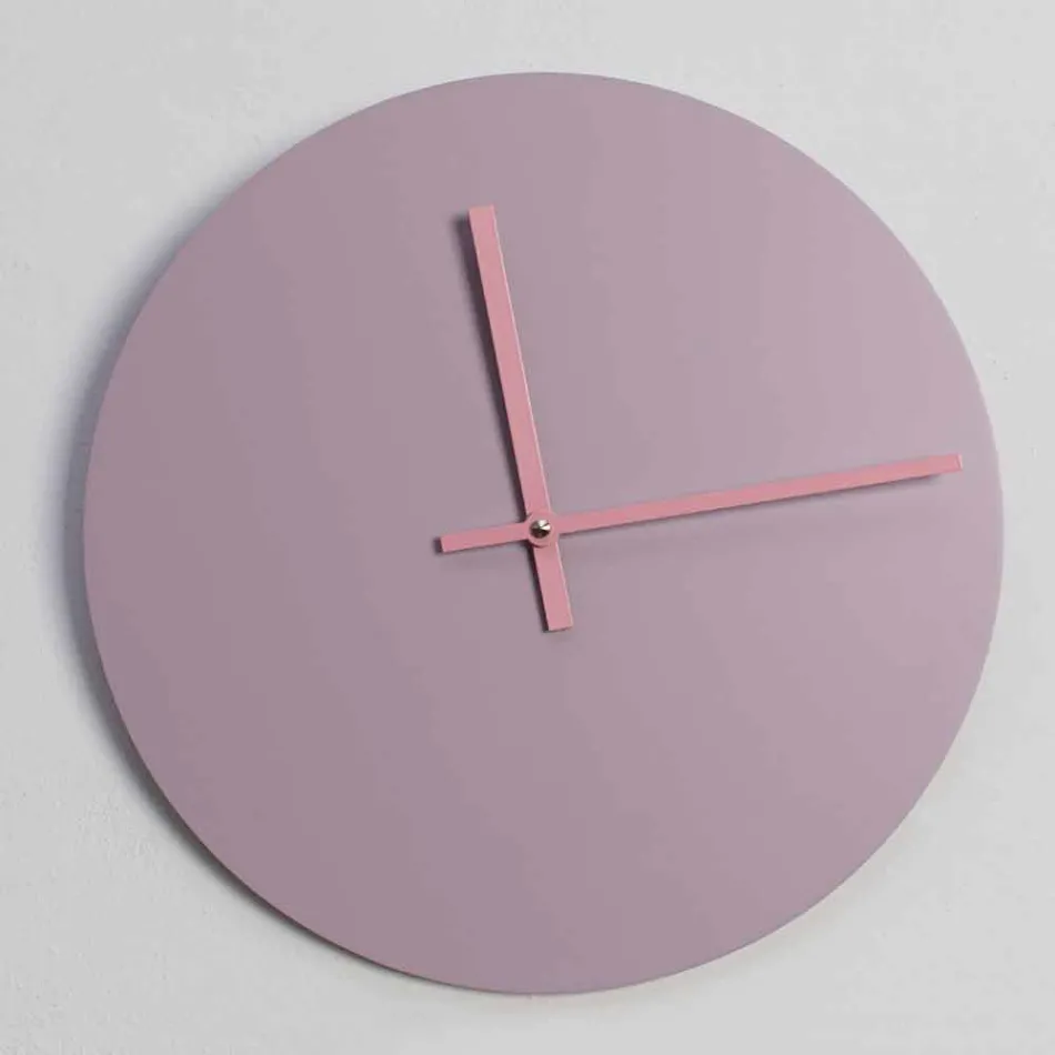 Modern and Round Pink Design Wall Clock in Wood Made in Italy - Imalia Viadurini