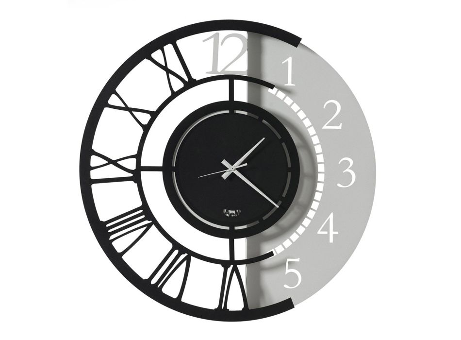 Modern Round Design Iron Wall Clock Double Numbering - Kassio Viadurini