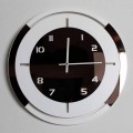 Wall Clock in White Wood and Bronze Decorations of Modern Design - Mavia